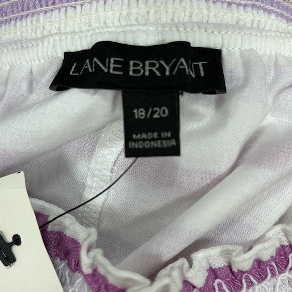 NWT LANE BRYANT SMOCKED OFF THE SHOULDER TOP 18/20 pink, white and purple color - Picture 5 of 12